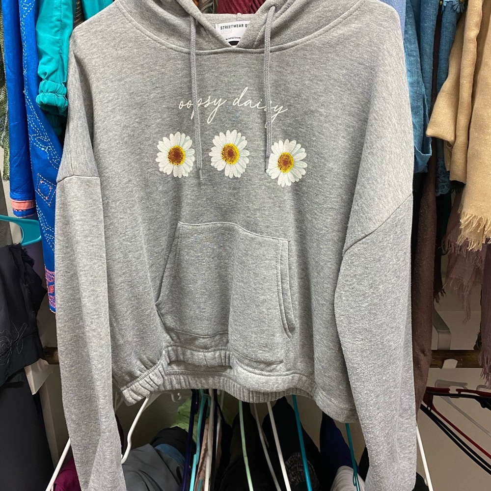 Charlotte Russe Grey Cropped Hoodie